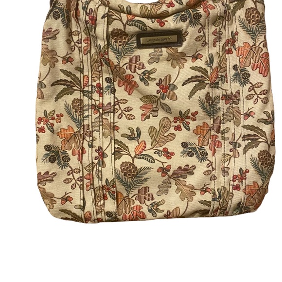 LONGABERGER Homestead Autumn Path floral print circle bangle handle purse tote - Picture 3 of 7